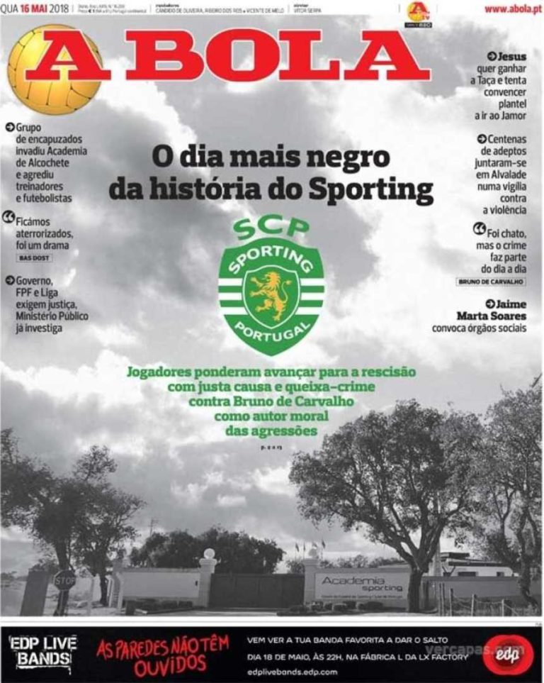 “TERROR”: Jornais marcados por um dia negro após agressões em Alcochete