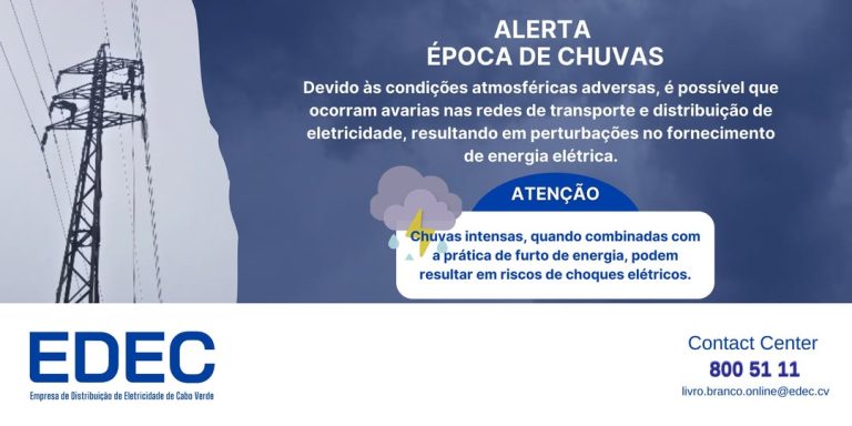 EDEC alerta para falhas temporárias no fornecimento de energia devido às chuvas