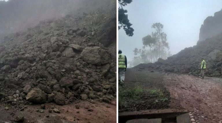 Deslizamento de terra corta estrada entre Monte Velha e Piorno, no Fogo