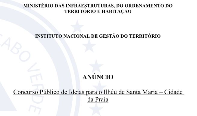Concurso Público de Ideias para o Ilhéu de Santa Maria – Cidade  da Praia