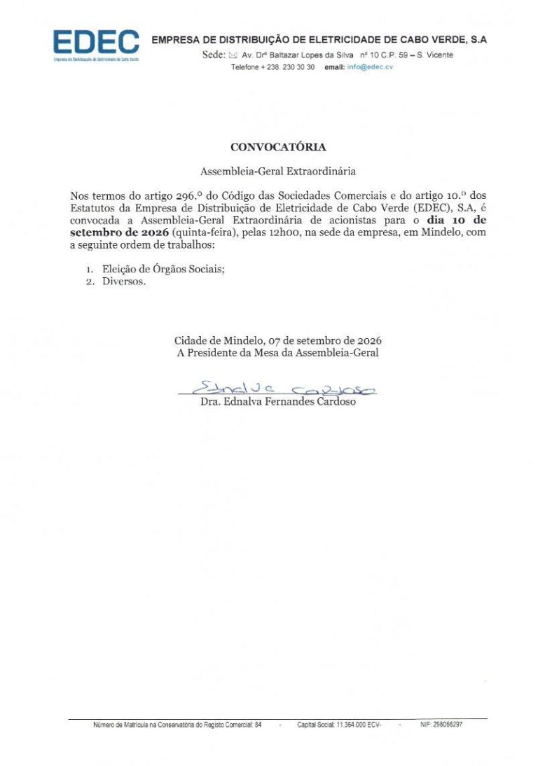 Convocatórias Assembleias Gerais Extraordinárias – EDEC
