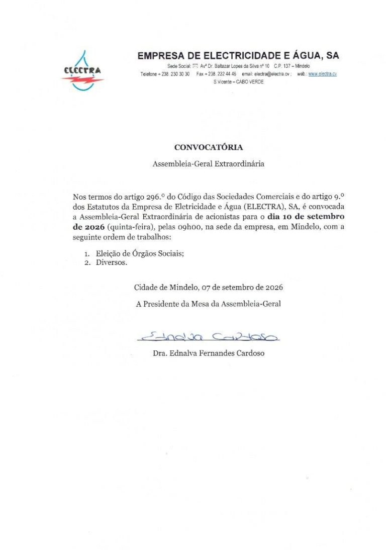 Convocatórias Assembleias Gerais Extraordinárias – ELECTRA