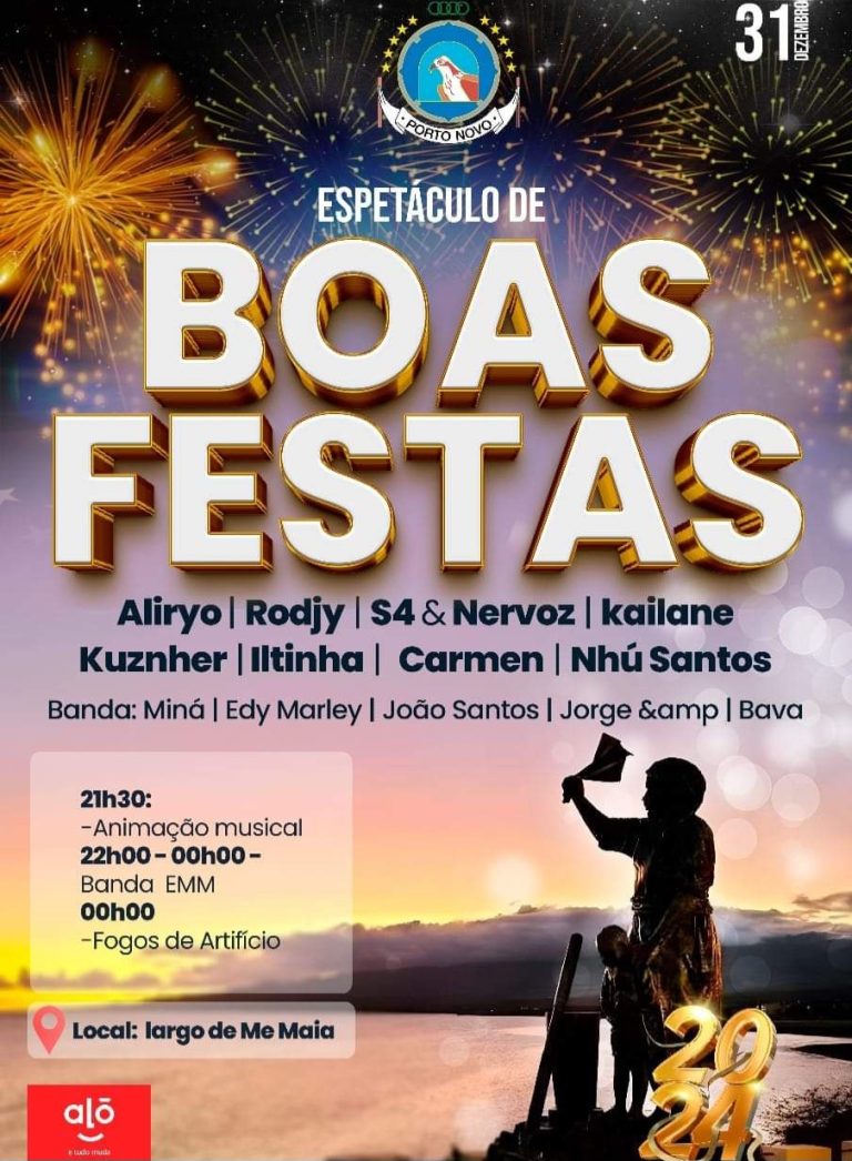 Fogos de artifício e espetáculo de boas festas marcam virada do ano em Porto Novo